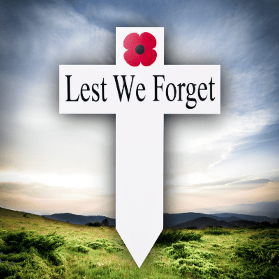 White Lest We Forget Grave Marker - Everything Ulster
